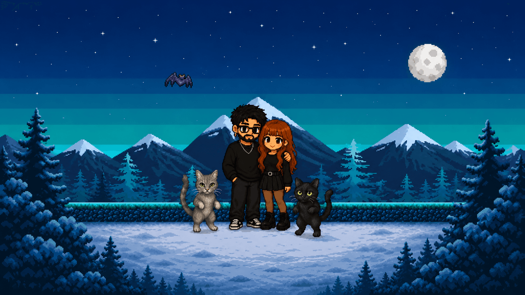 Daniela y Daniel en pixel art, dibujado por Daniela